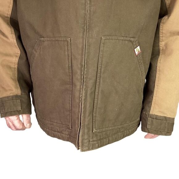 Dri Duck Chore Coat Men 3XL Brown Zip Quilt Lining Pockets Boulder Cloth Canvas - Picture 2 of 9